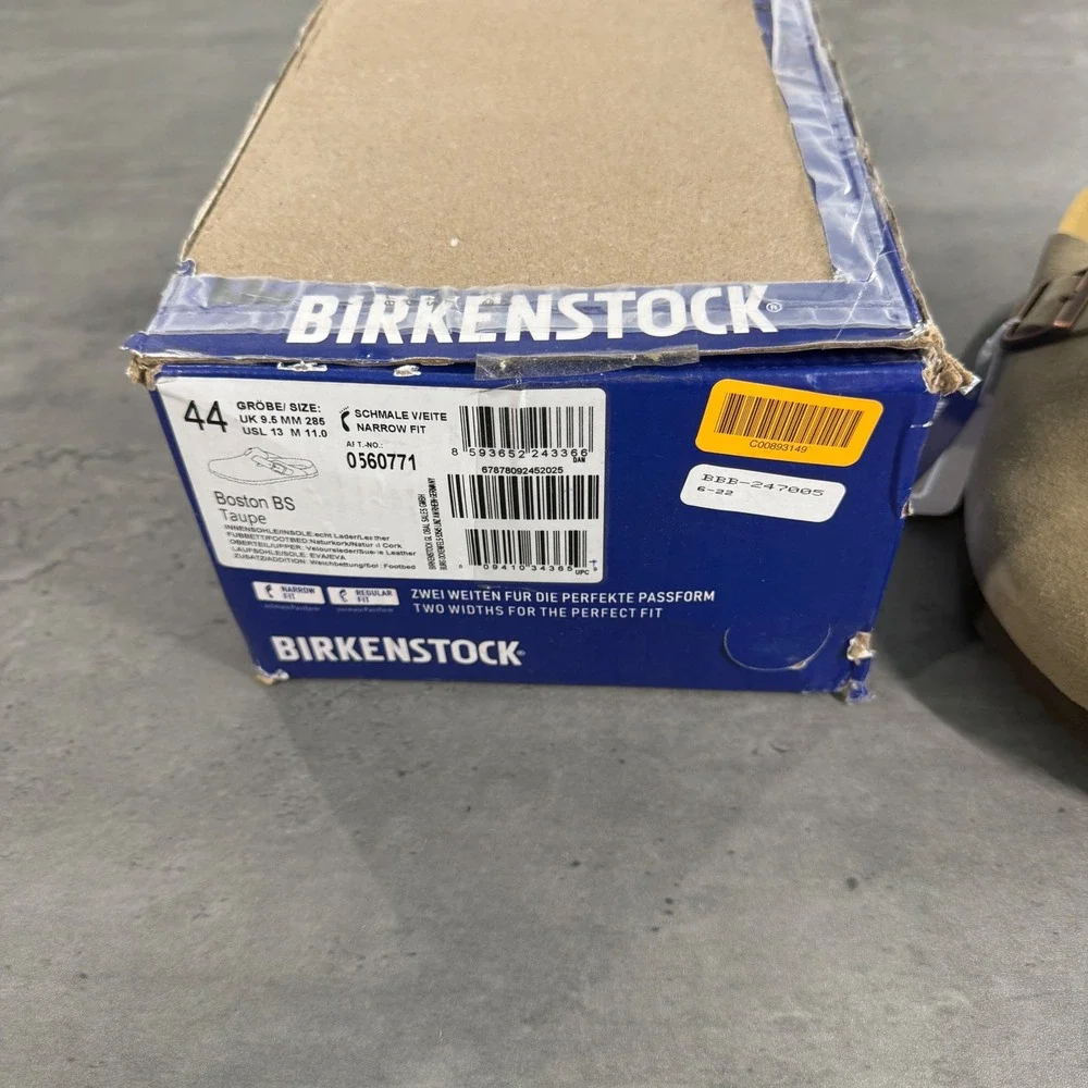 Birkenstock Boston Clog Mens 11 44 Taupe Suede Soft Footbed Mule 0560771 NEW